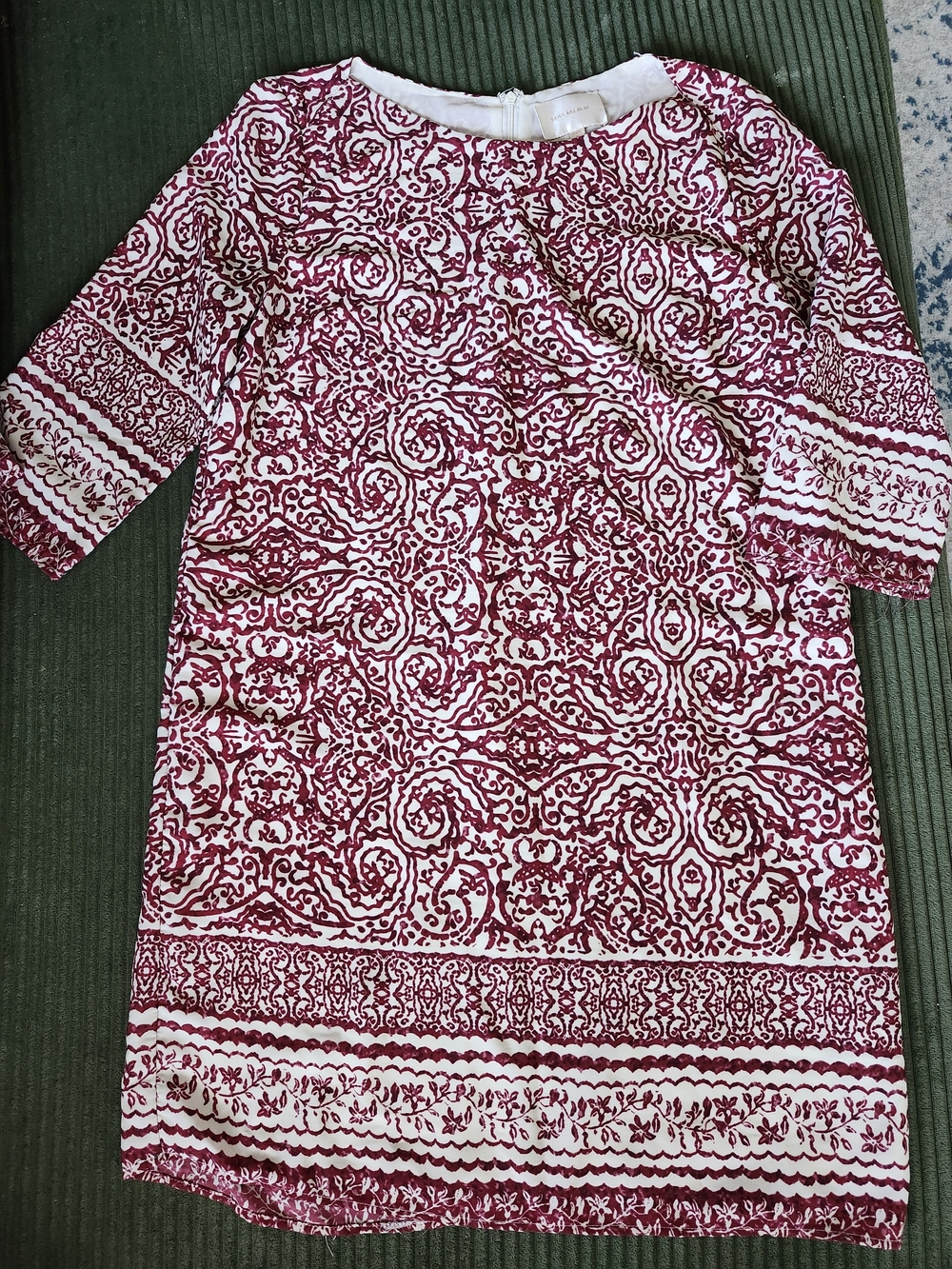 Skies Are Blue Burgundy and White Printed Midi Shift Dress